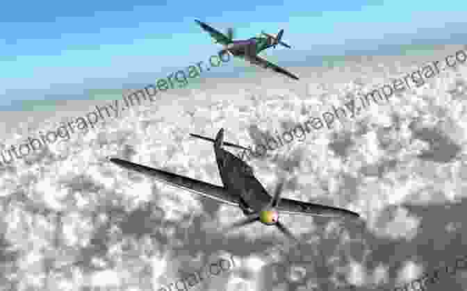 A Tense Dogfight Between A Spitfire And A Messerschmitt Bf 109 Over The Skies Of England During The Battle Of Britain Air Combat: Dogfights Of World War II